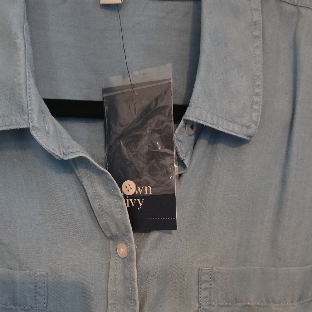 Crown & Ivy Casual Light Blue Button Down Long Sleeve Shirt Sz 1X NWT - Picture 2 of 8
